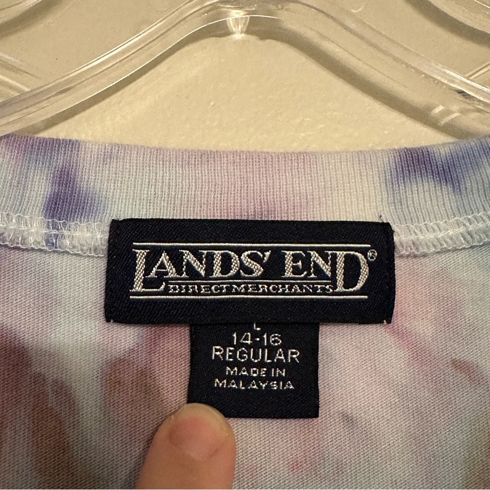 Lands End Tie-Dye V-neck Sleeveless Cotton Casual Summer Dress - Picture 5 of 6